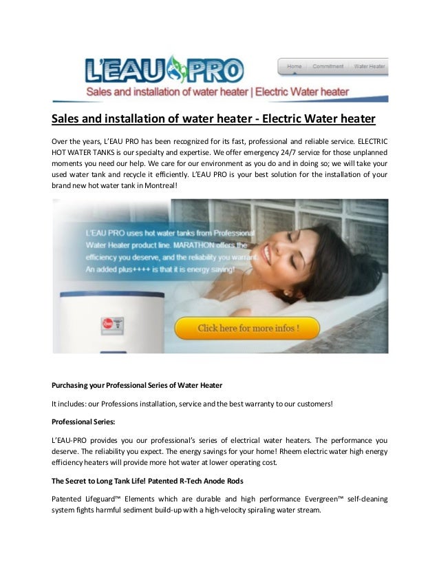 Sales And Installation Of Water Heater Electric Water Heater