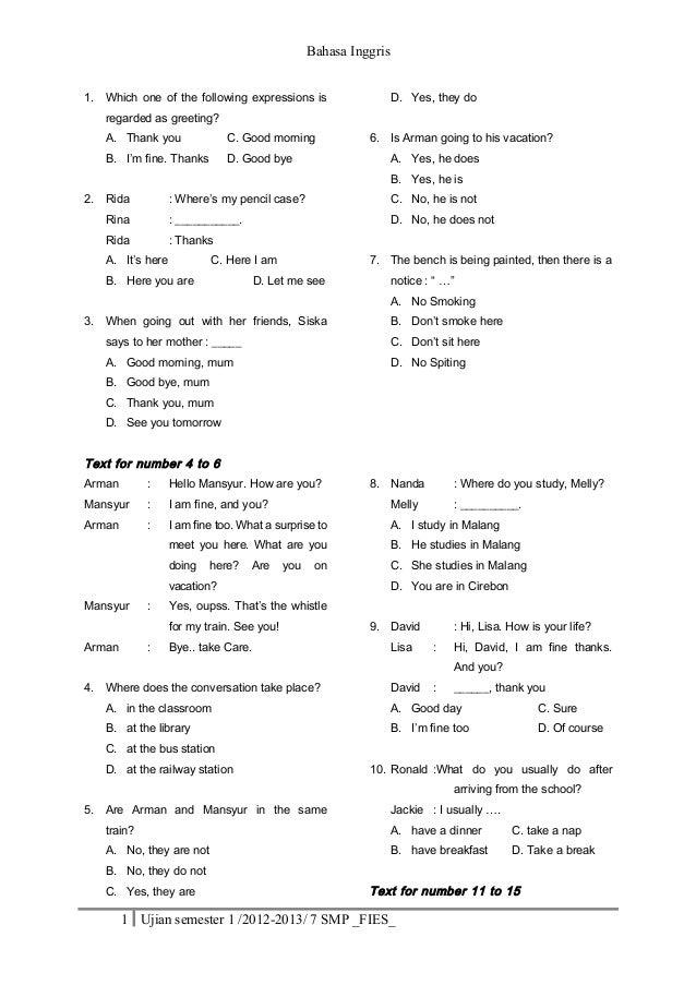 Contoh Soal Essay Bahasa Inggris Kelas 9 Beserta Jawabannya Nasi