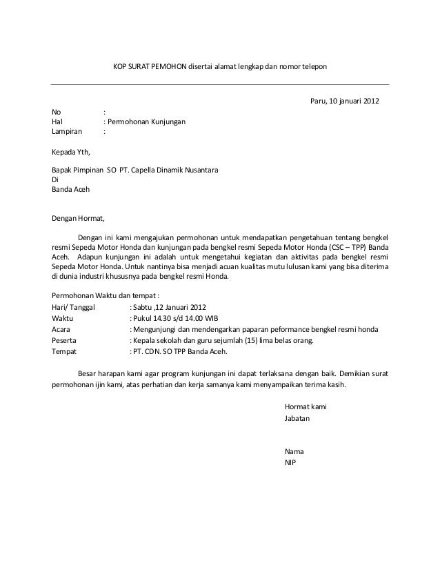 Contoh Surat Permohonan Memerisaan Kerja Kontrak