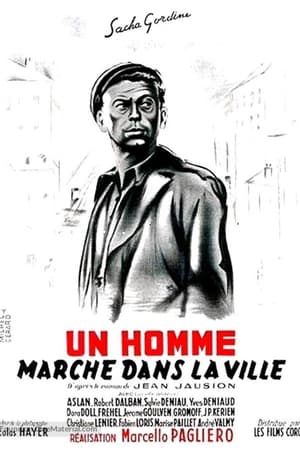 Poster Un homme marche dans la ville 1950