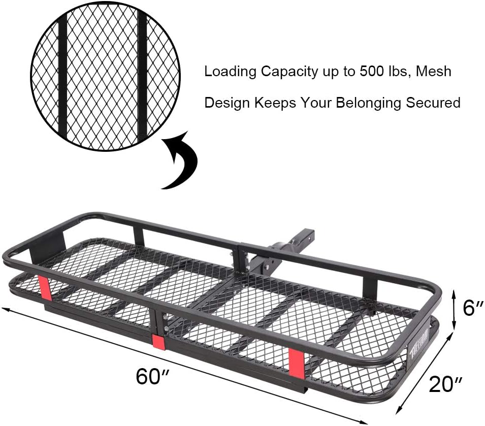 Tuffiom Upgraded Hitch Mount Cargo Carrier 60 X20 X6, biggest hitch cargo carrier