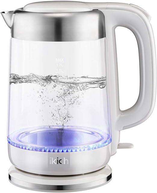Ikich Eco Glass Electric Kettle 1 7l Cordless Water Kettle With