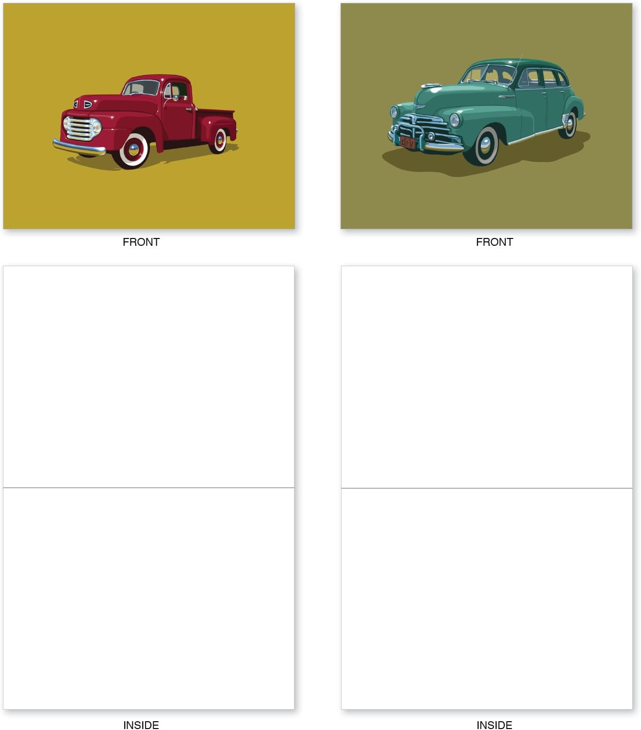  The Best Card Company 10 Assorted Greeting Cards, classic funny car board