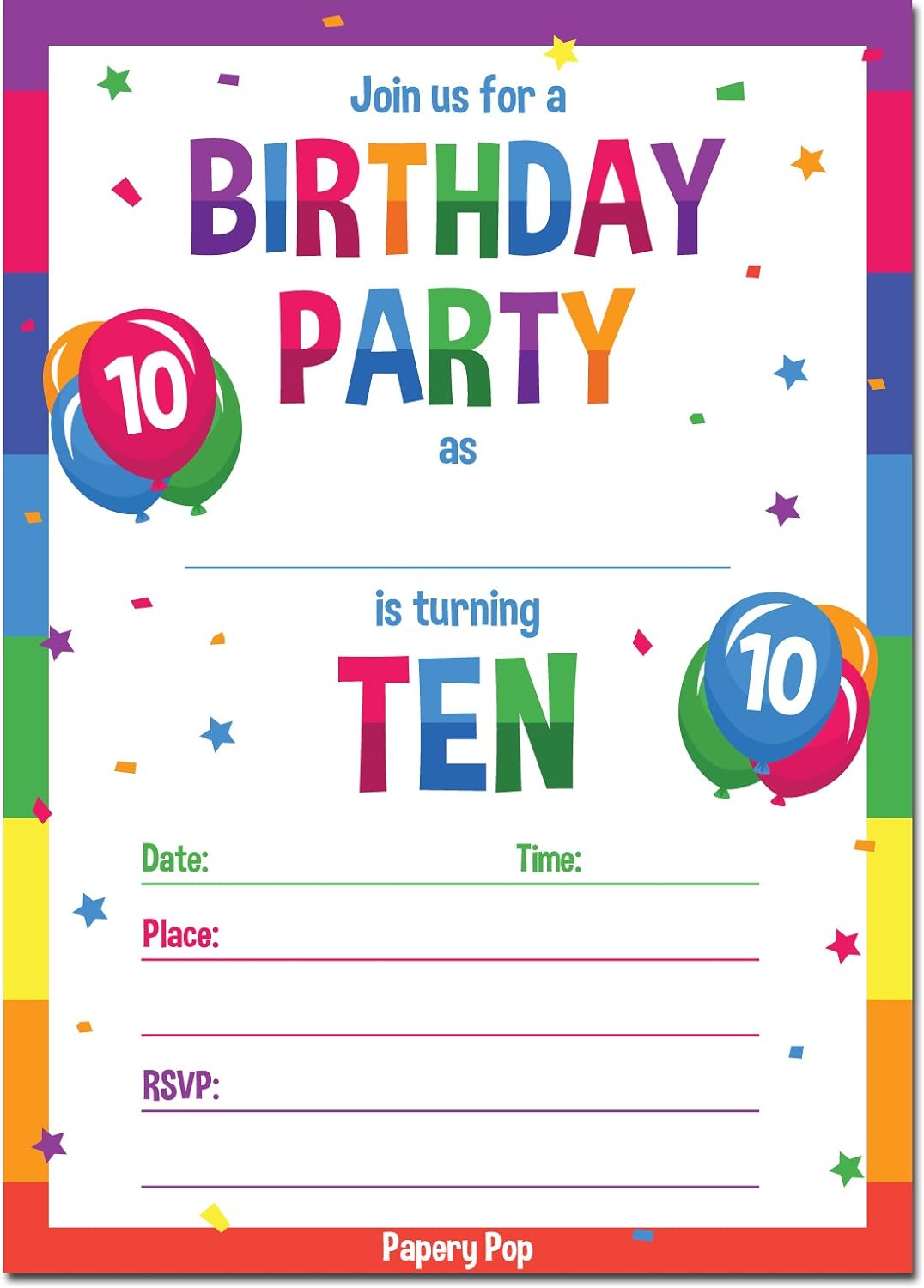  Papery Pop 10th Birthday Party Invitations With, big gift ideas for 10 year old boy