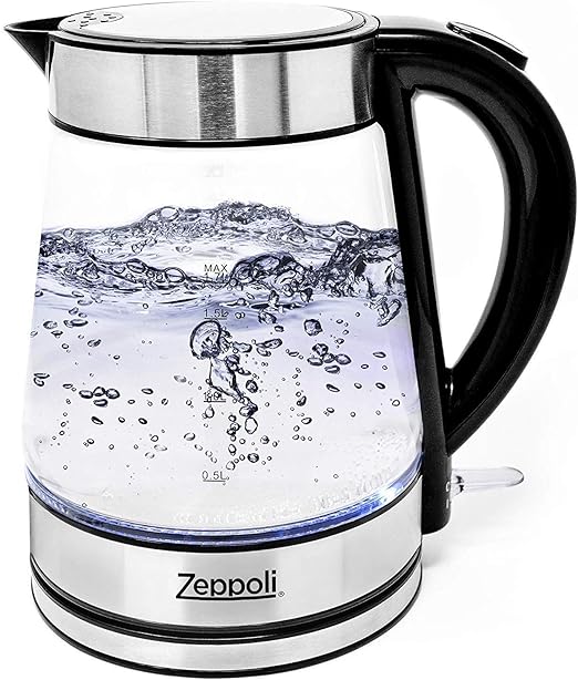 Amazon Com Zeppoli Electric Kettle Glass Tea Kettle 1 7l Fast