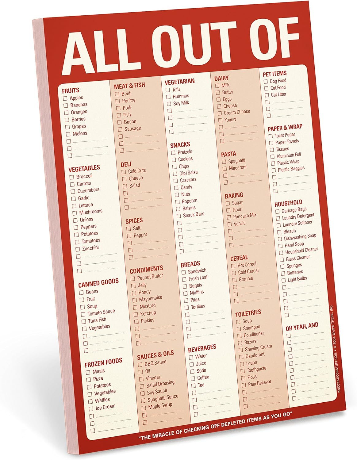  Knock Knock All Out Of Pad Grocery List Note Pad 6 X, create a grocery list
