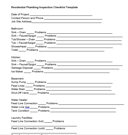 Residential Plumbing Inspection Checklist Template Housecall Pro