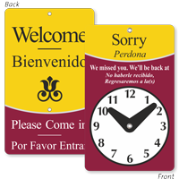We Missed You Bilingual Be Back Clock Sign