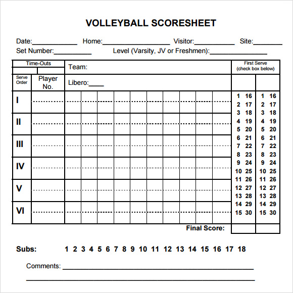 Basic Stat Sheet For Volleyball Youtube.