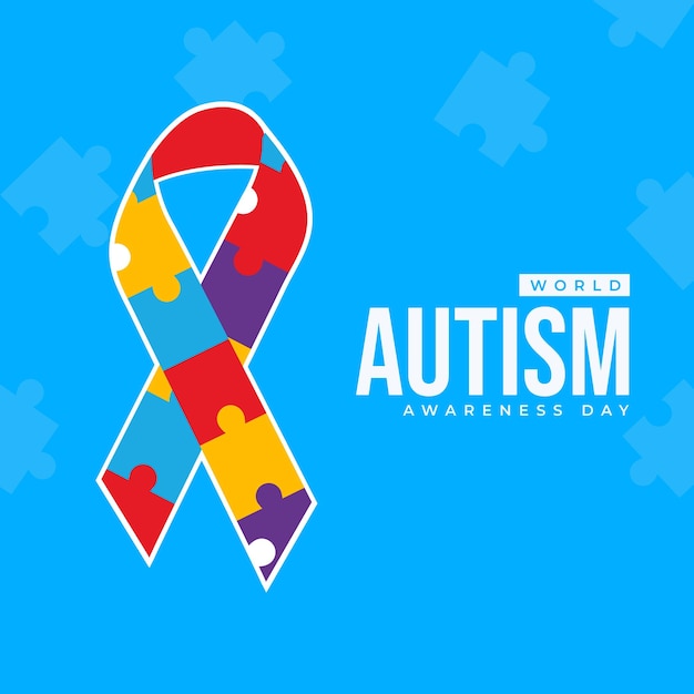 Ilustración plana del día mundial de concientización sobre el autismo Vector Premium 