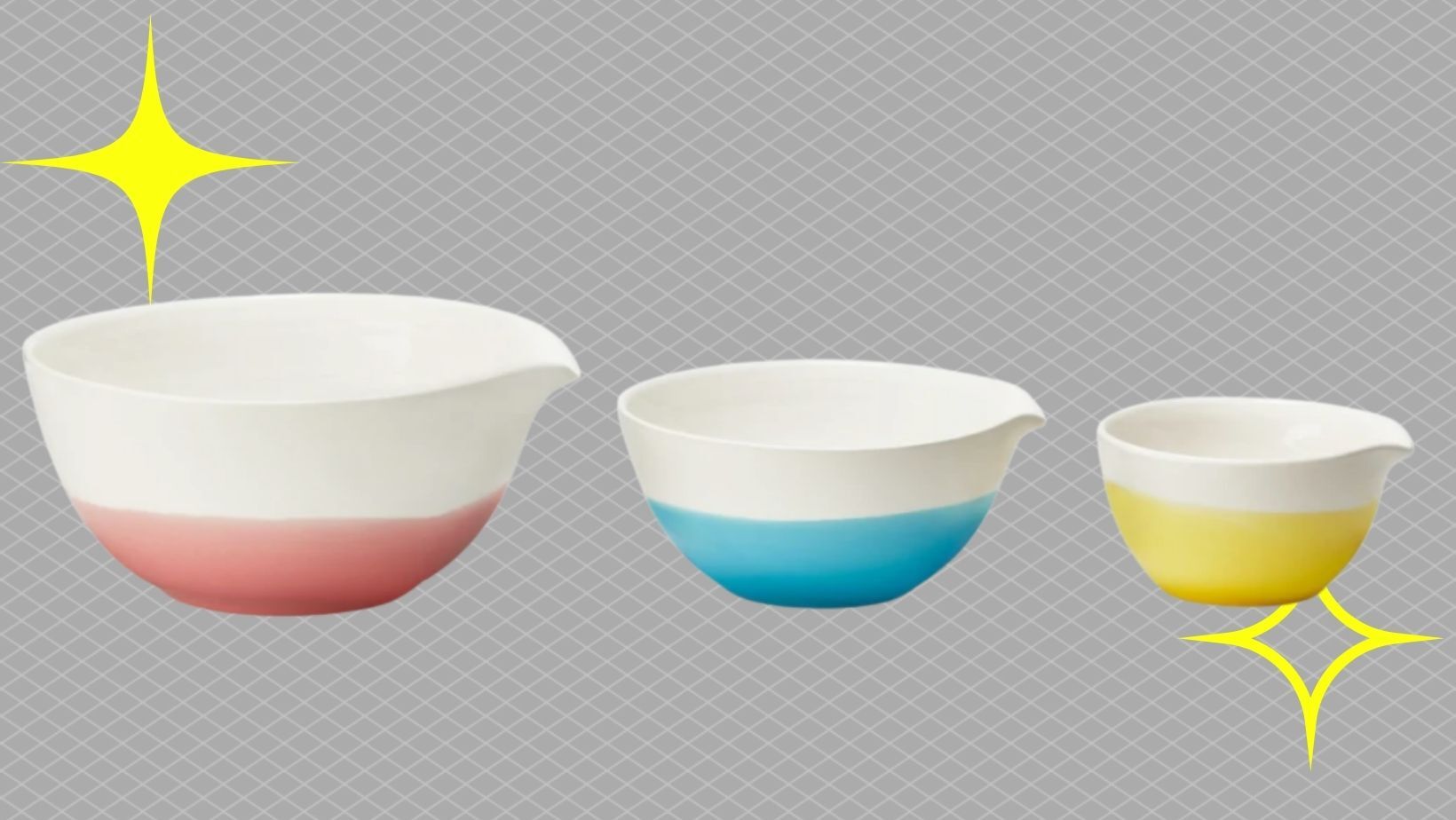 A color-dipped nesting bowl set