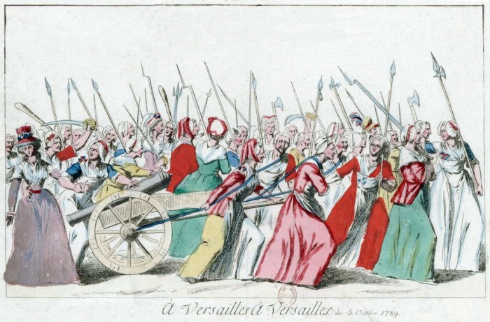 Resultado de imagen para Fotos de En París los ciudadanos marchan hasta Versalles para protestar ante el rey por falta de alimentos.