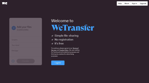 wetransfer.com screenshot