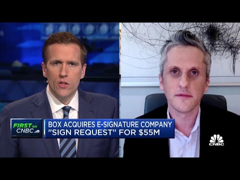 Box CEO discusses acquisition of e-signature company...