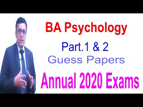 BA Psychology Part.1 & 2 Guess Papers Annual 2020 Exams
