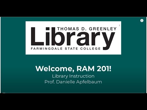 Information Literacy Session for RAM 201