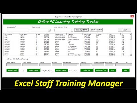 Staff Training Manager - VBA Excel Database- Part 1
