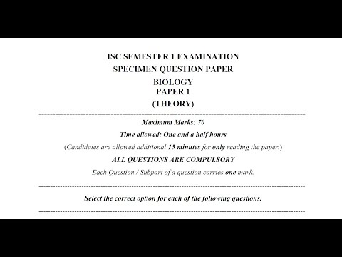 ISC Biology (Theory 1) Semester 1 Examination # Solved...