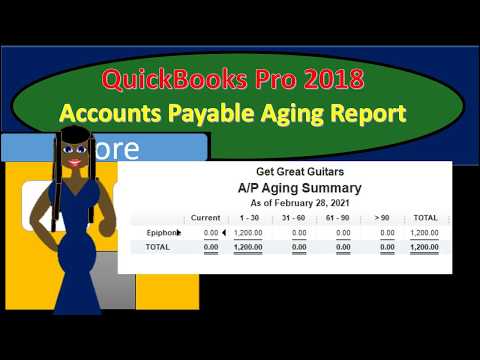 QuickBooks Pro 2018 Accounts Payable Aging Report
