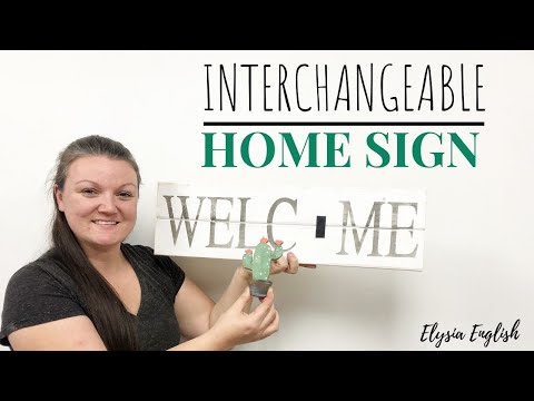Welcome Home Sign | Interchangeable Wood Sign | Scroll...