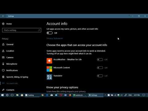 Windows 10 Fall Creators update Privacy settings...