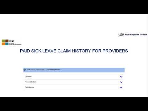 Paid Sick Leave Claim History for Providers