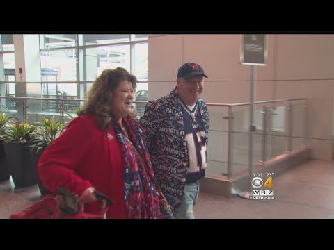 Patriots Fans At Logan Airport Heading To The Super...