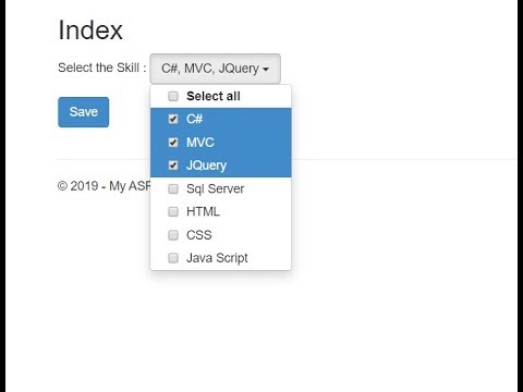 Dropdown with Multiple checkbox using jQuery in MVC 5