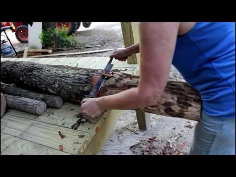 The LOG BED | Hand Peeling a LOG! | Using a DRAW Knife