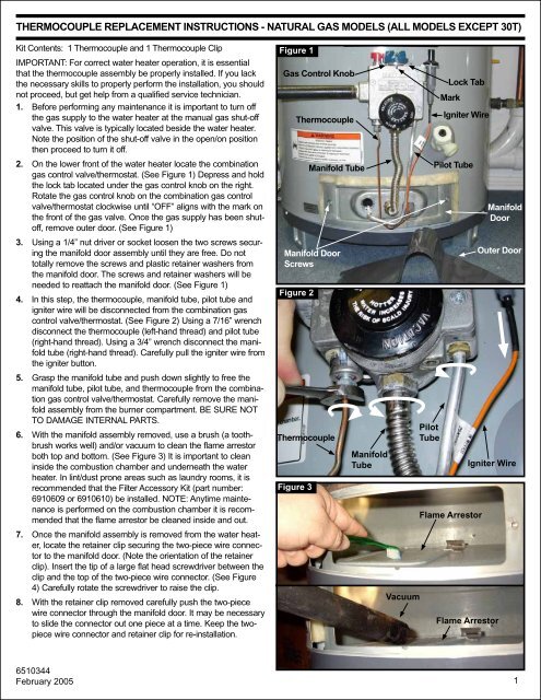 Thermocouple Replacement Instructions American Water Heaters