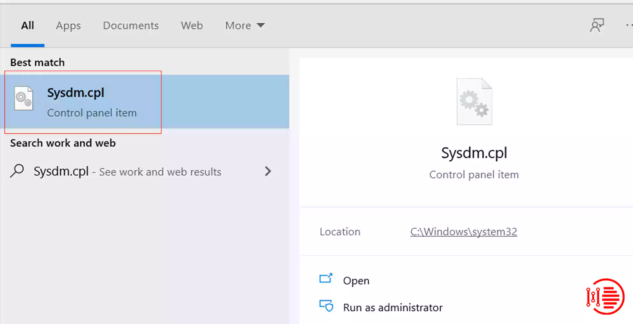 Desktop Start sysdm.cpl Enter