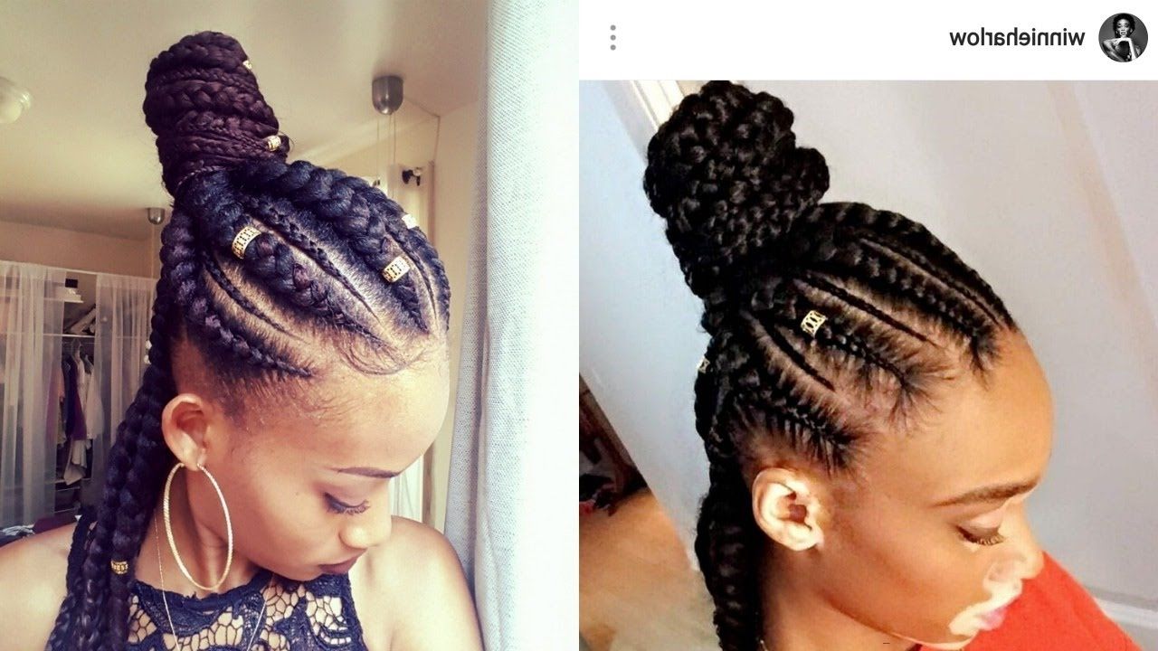 Featured Photo of Feed In Bun With Ghana Braids