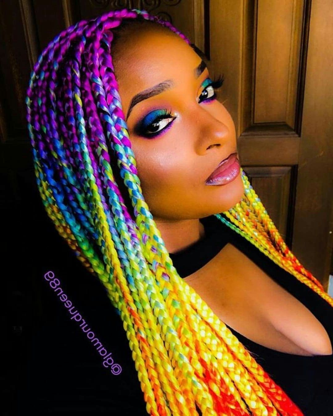 Featured Photo of Extra Long Blue Rainbow Braids Hairstyles