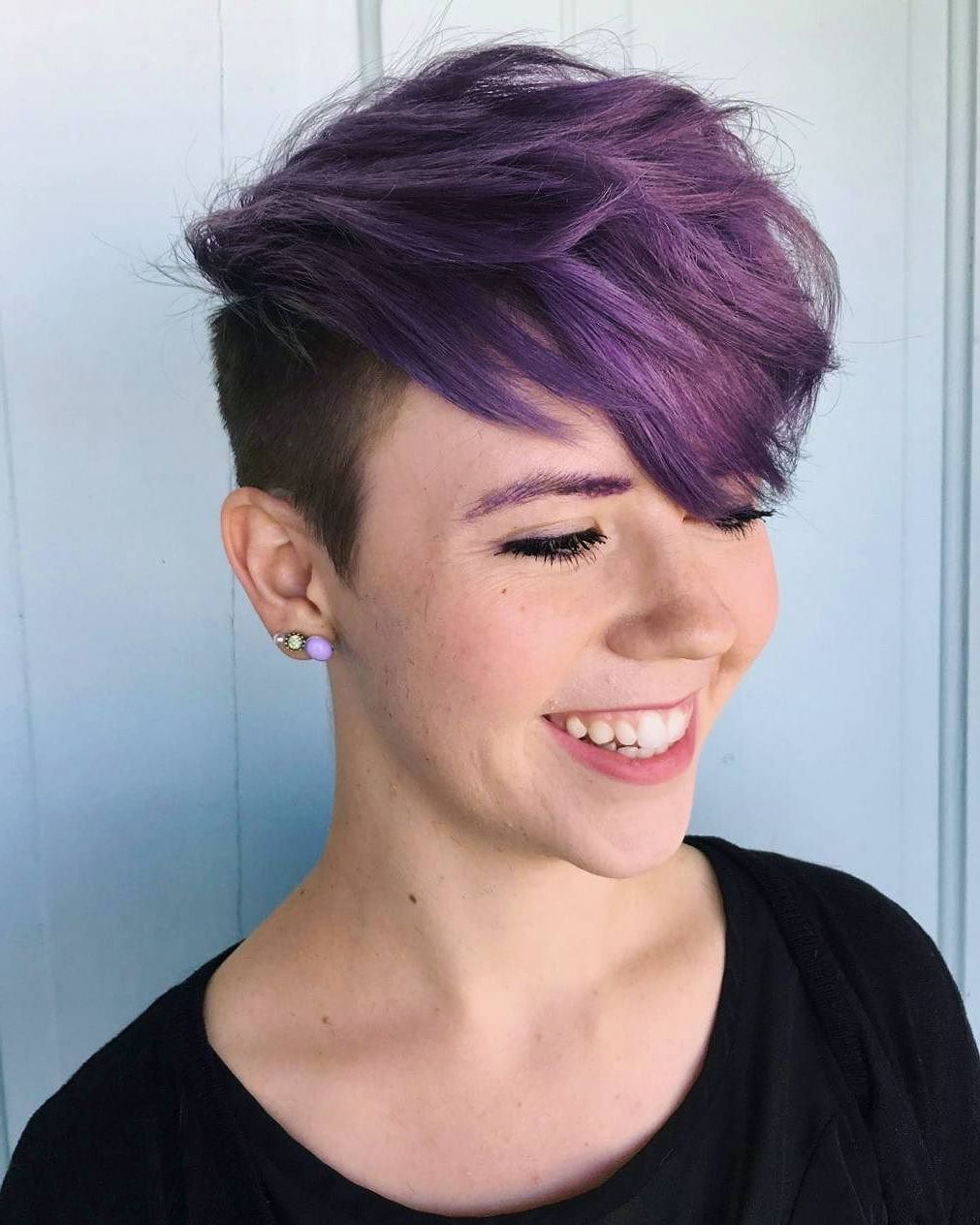 Featured Photo of Edgy Purple Tinted Pixie Haircuts