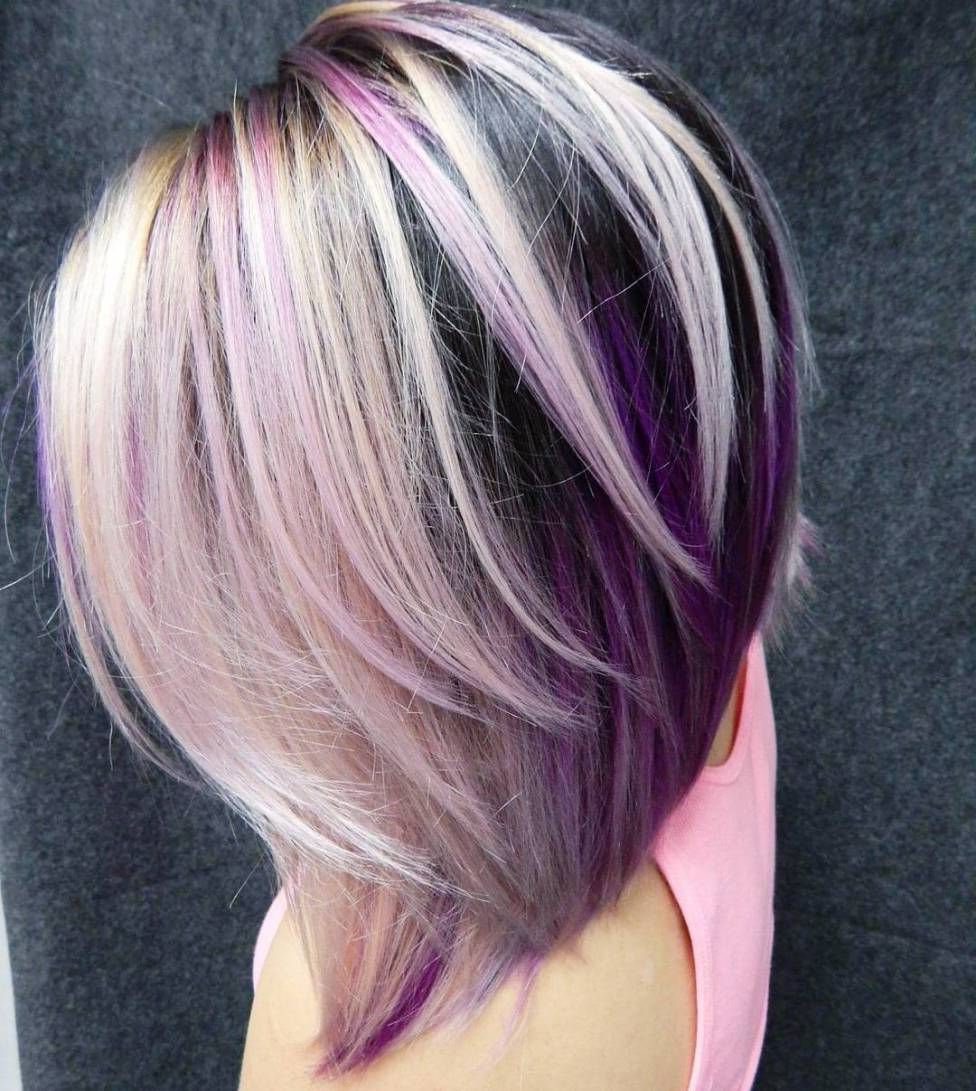 Featured Photo of Medium Angled Purple Bob Hairstyles