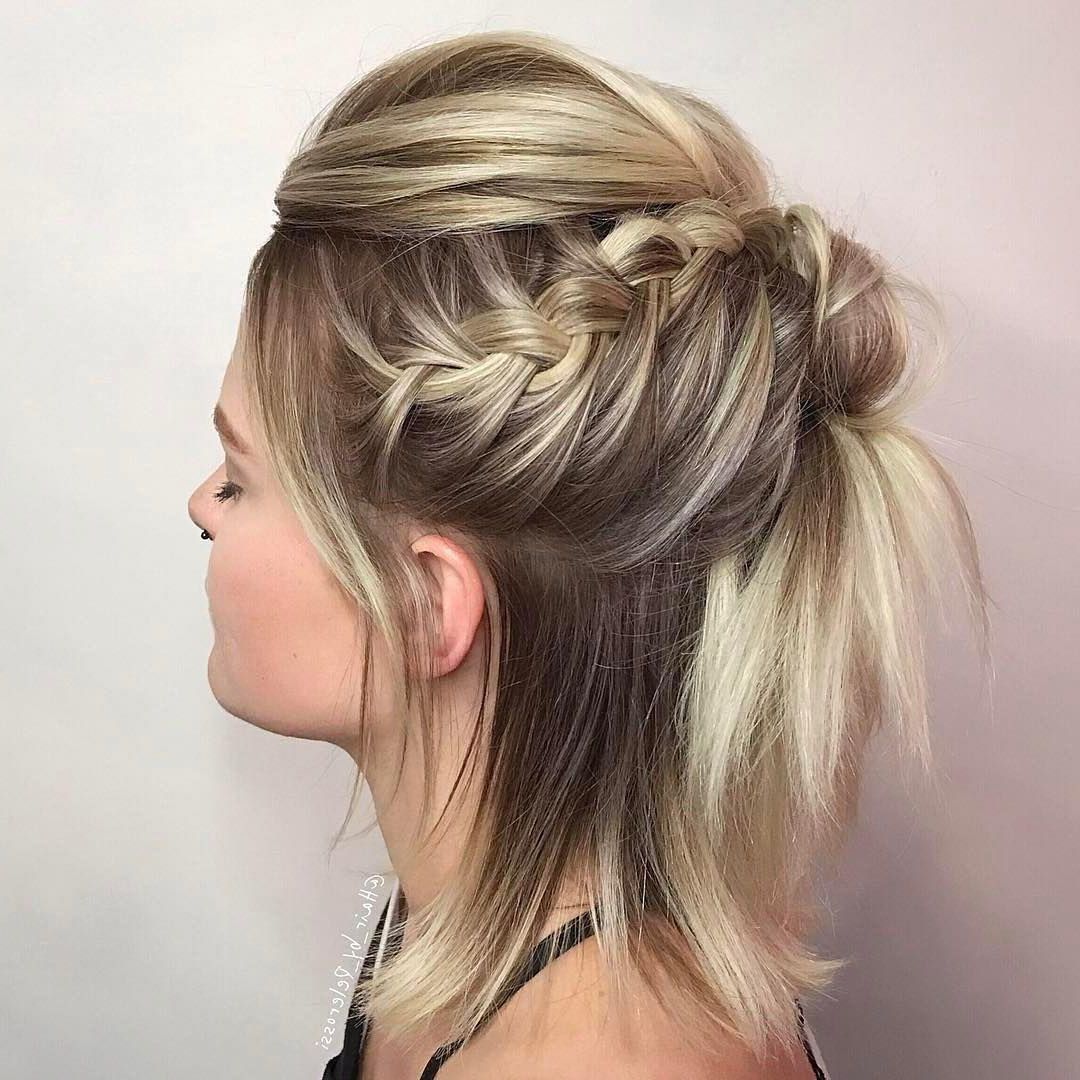 Most Recent Diagonal Braid And Loose Bun Hairstyles For Prom In 29 Swanky Braided Hairstyles To Do On Short Hair – Wild About Beauty (Gallery 16 of 20)