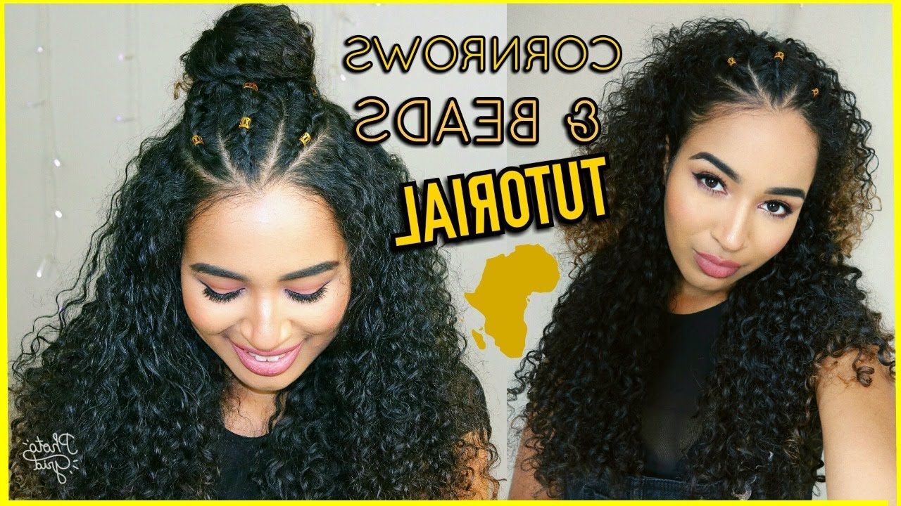 3 Braids/cornrows & Gold Beads Curly Hairstyles Tutorial (Gallery 12 of 20)