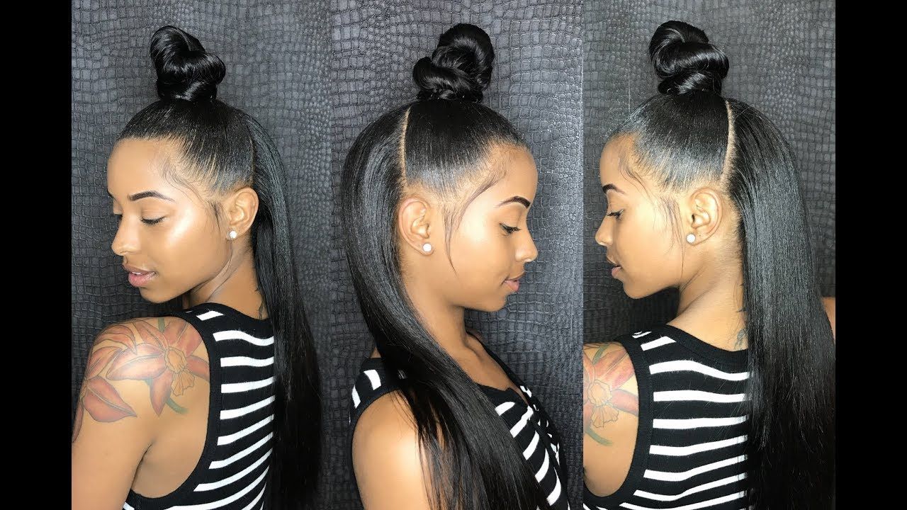 Featured Photo of High Half Up Bun Invisible Braids