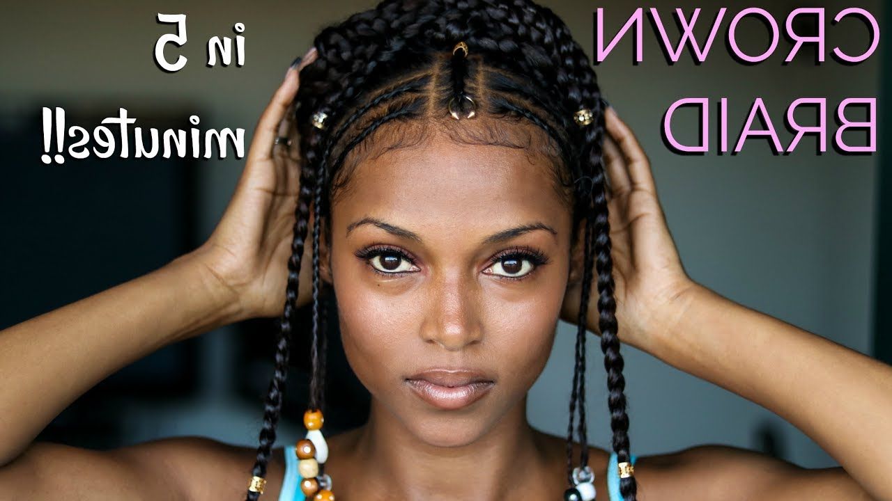In 5 Minutes!! Pertaining To 2019 Halo Braided Hairstyles With Beads (Gallery 7 of 20)