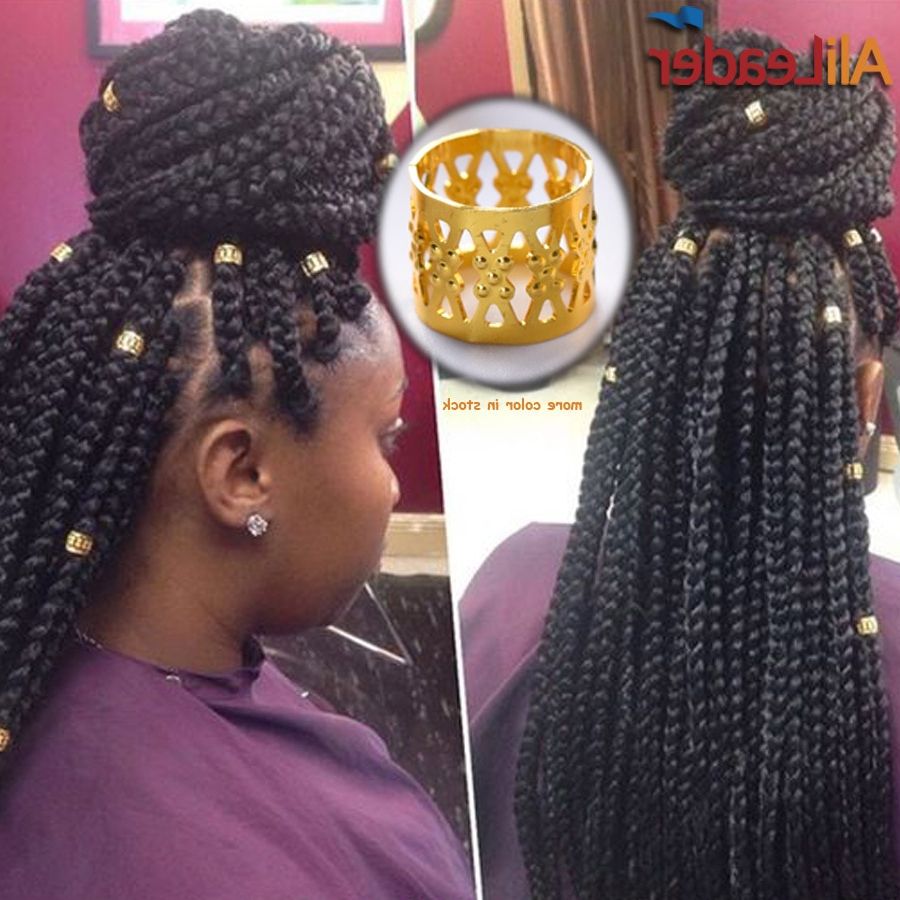 Most Up To Date Kanekalon Braids With Golden Beads Pertaining To 100pcs Mixed Silver Golden Pink Red Blue Plated Braid Hair (Gallery 8 of 20)
