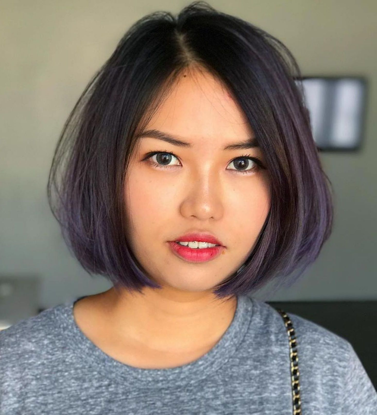 Featured Photo of Purple Tinted Off Centered Bob Hairstyles