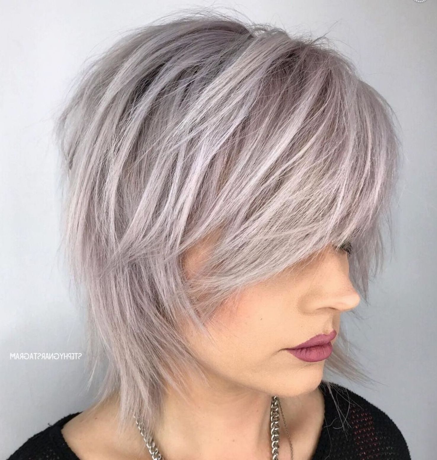 Featured Photo of Short To Medium Shattered Gray Shag Haircuts