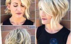 Wavy Asymmetric Bob Hairstyles with Short Hair at One Side