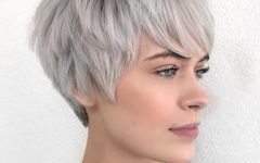 Gray Pixie Haircuts with Messy Crown