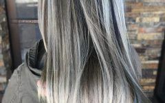 Dark Brown Hair Hairstyles with Silver Blonde Highlights