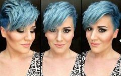Funky Blue Pixie with Layered Bangs