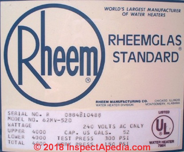 Rheem Water Heater Age Serial Number Decoder Rheem Water Heater