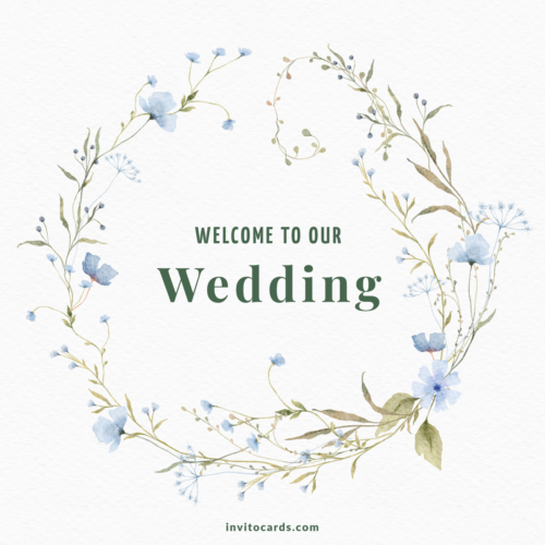 Blue Flowers - Wedding Invitation Card