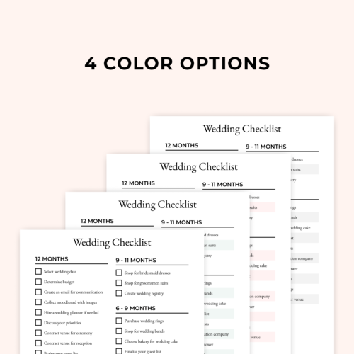 wedding timeline checklist colors