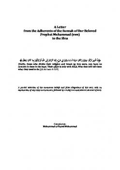 تنزيل وتحميل كتاِب A Letter from the Adherents of the Sunnah of Our Beloved Prophet Muhammad sws to the Shia pdf برابط مباشر مجاناً 